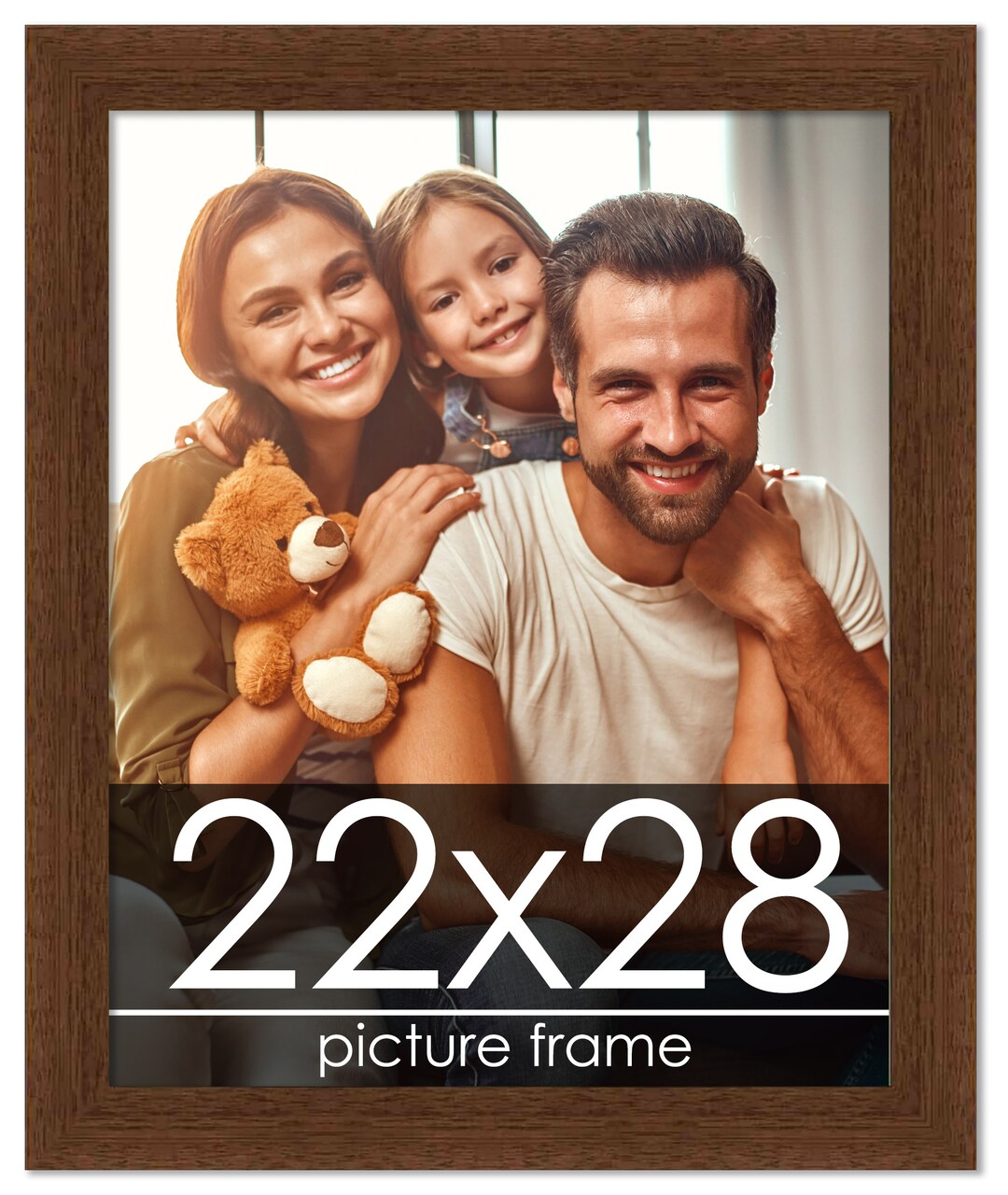 Simple Brown Picture Frame - UV Acrylic, Foam Board Backing, Hanging Hardware